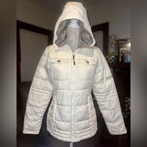 Columbia Women's Hooded Off-White Puffer Jacket, Size S